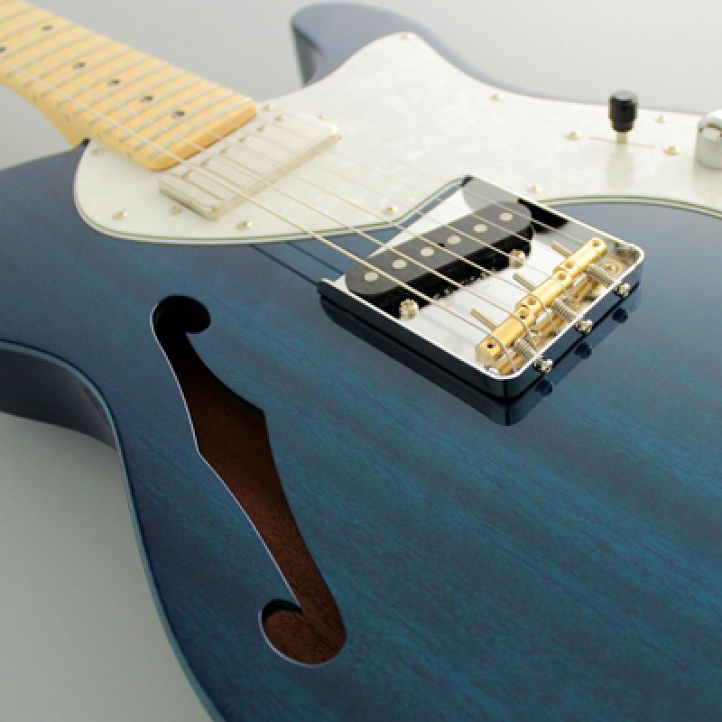 Preview: FGN E-Gitarre, Neo Classic TE110, SH FGN PU, F-Loch, Transparent Blue,