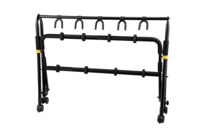 Preview: HERCULES Gitarrenrack, klappbar, für 5 Instrumente, inkl. Rollen