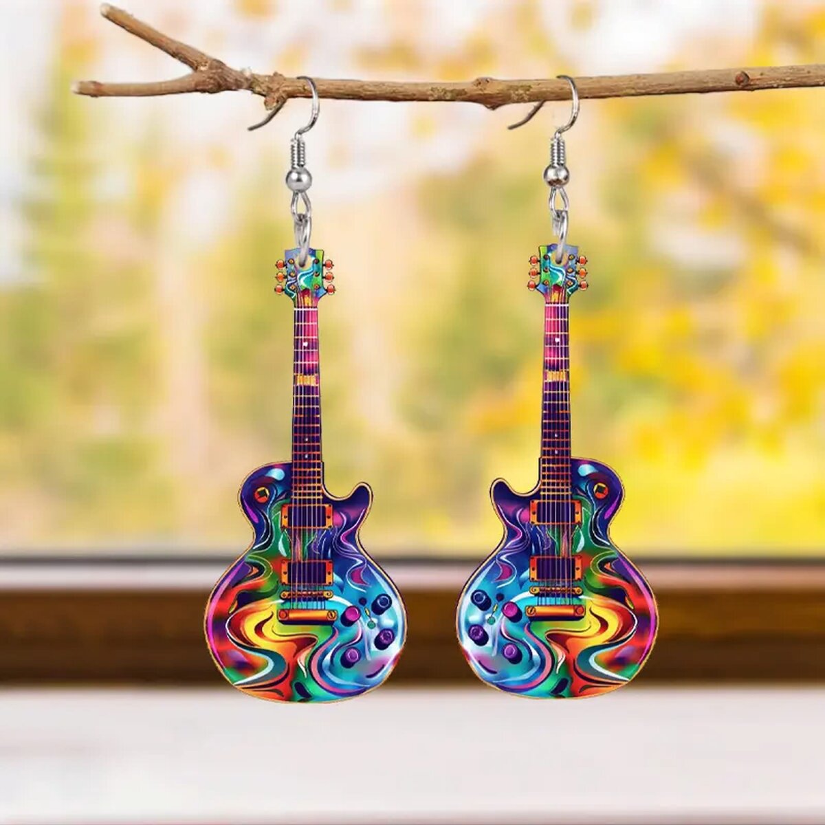 ROCK-HUS Ohrringe Gitarre Bunt Acryl