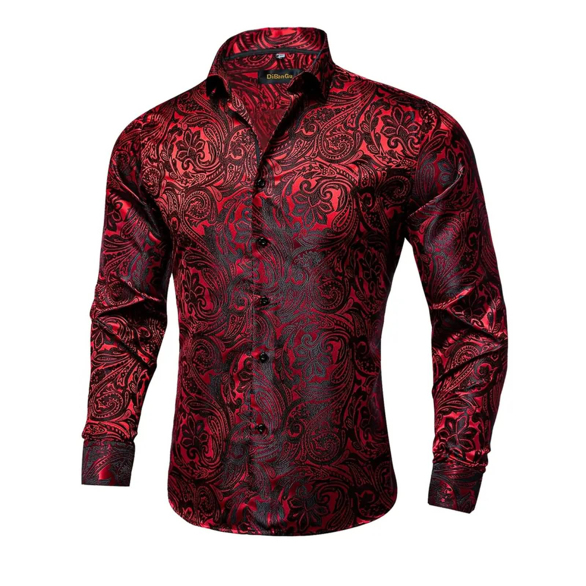 ROCK-HUS Hemd Schwarz-Rot Brokat-Art XL