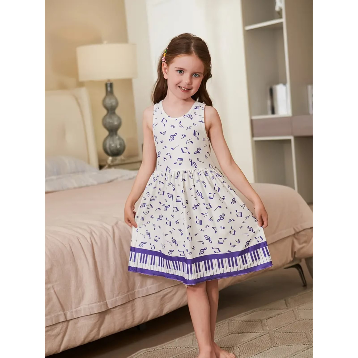 ROCK-HUS Kleid Musiksymbole und Klaviatur Lila 120