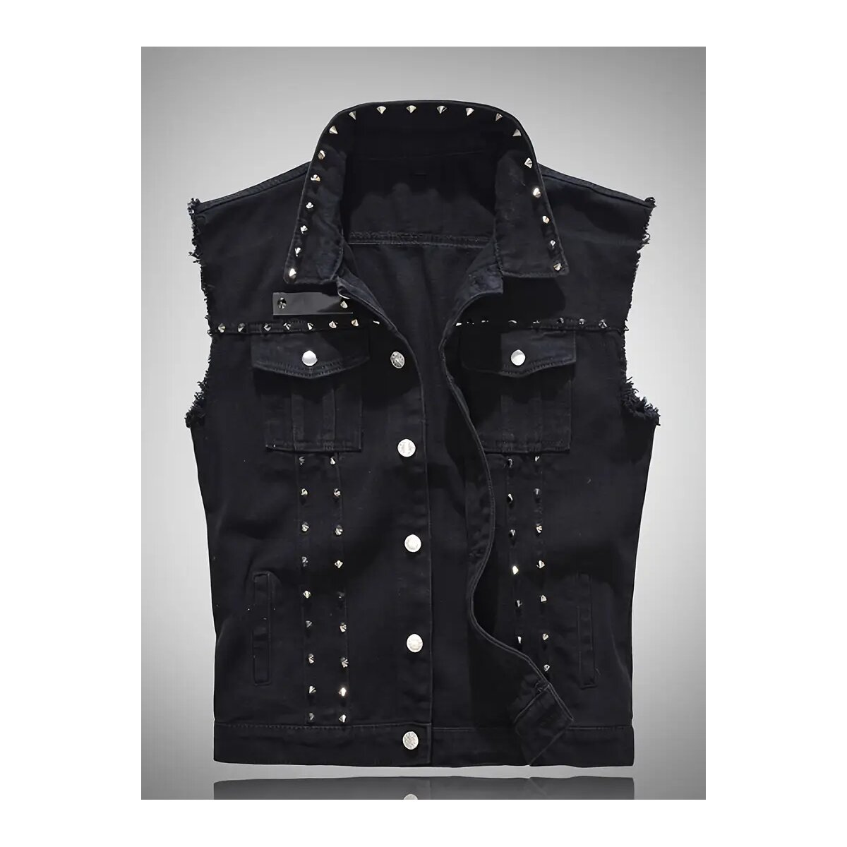 ROCK-HUS Weste Jeans Nieten Schwarz