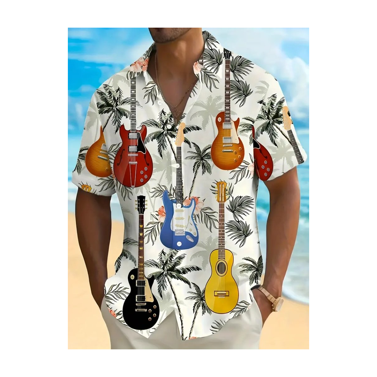 ROCK-HUS Hawai Hemd Guitars´n Palms XL