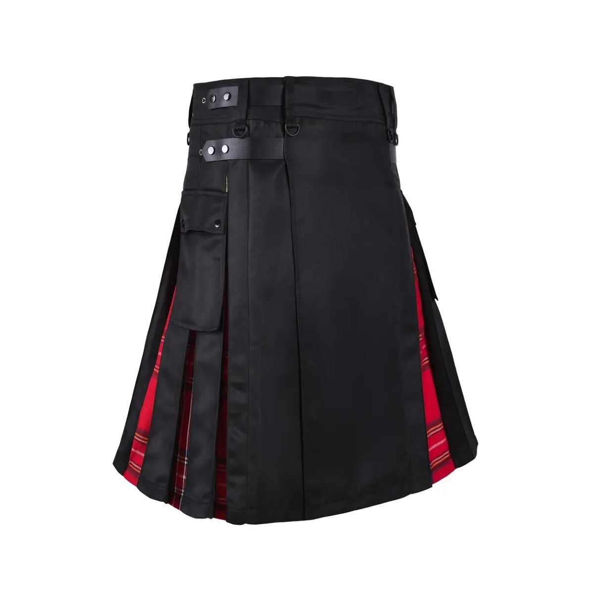 ROCK-HUS Kilt Schwarz mit rotem Tartan XL