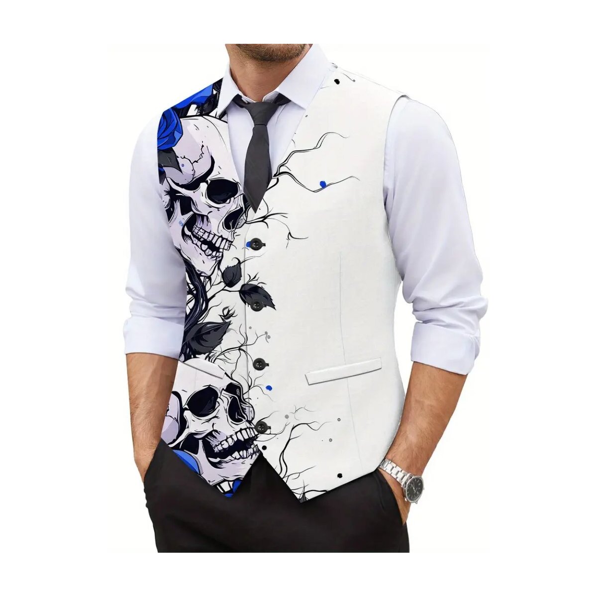 ROCK-HUS Weste Skulls´n Roses M Blau