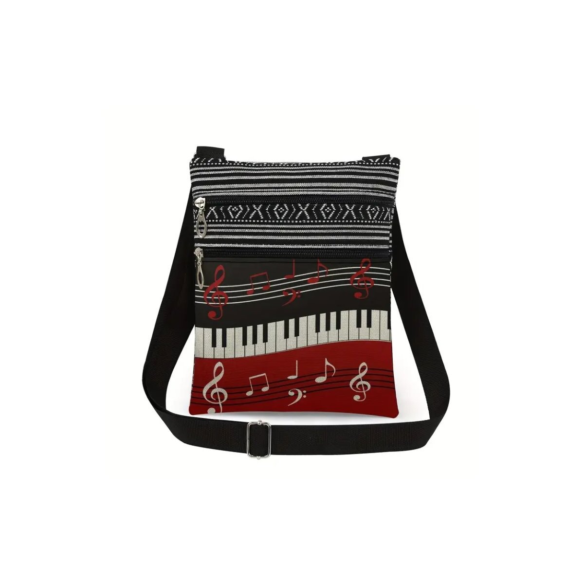ROCK-HUS Schultertasche Leinenart versch. Motive Klaviatur