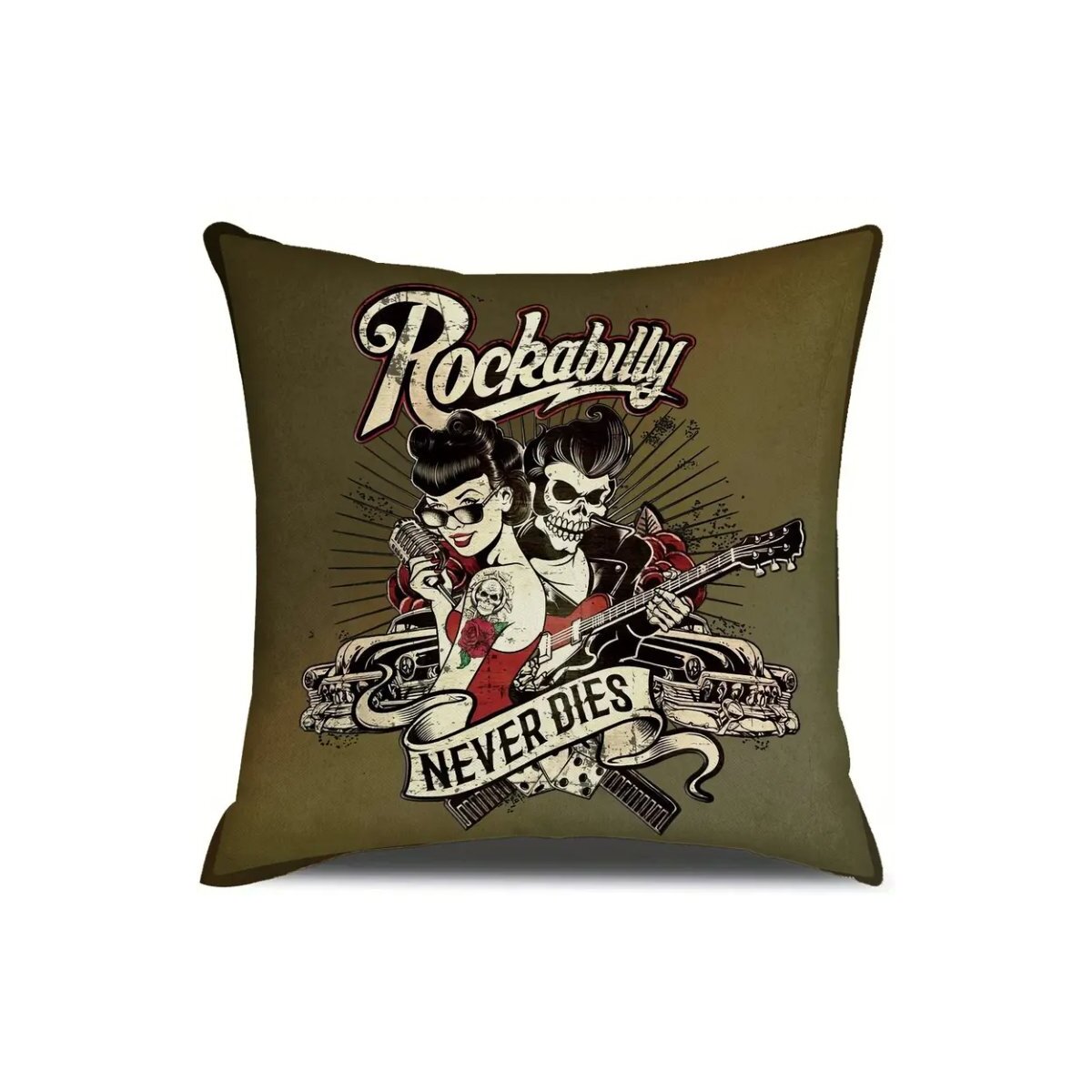 ROCK-HUS Kopfkissenbezug Rockabilly Never Dies