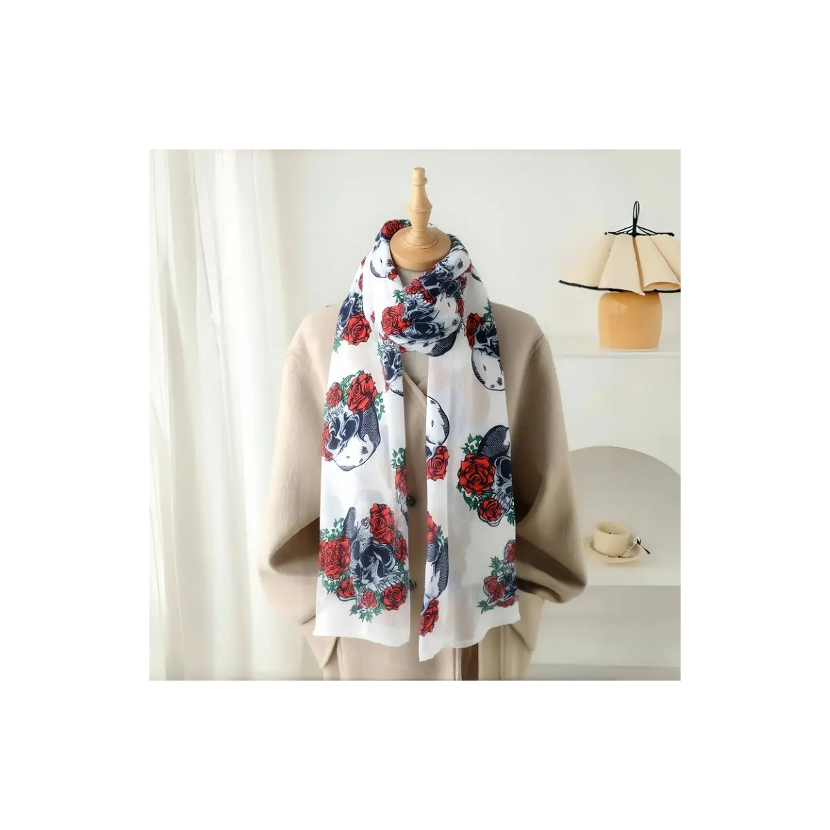 ROCK-HUS Schal Skull´n Roses Weiss