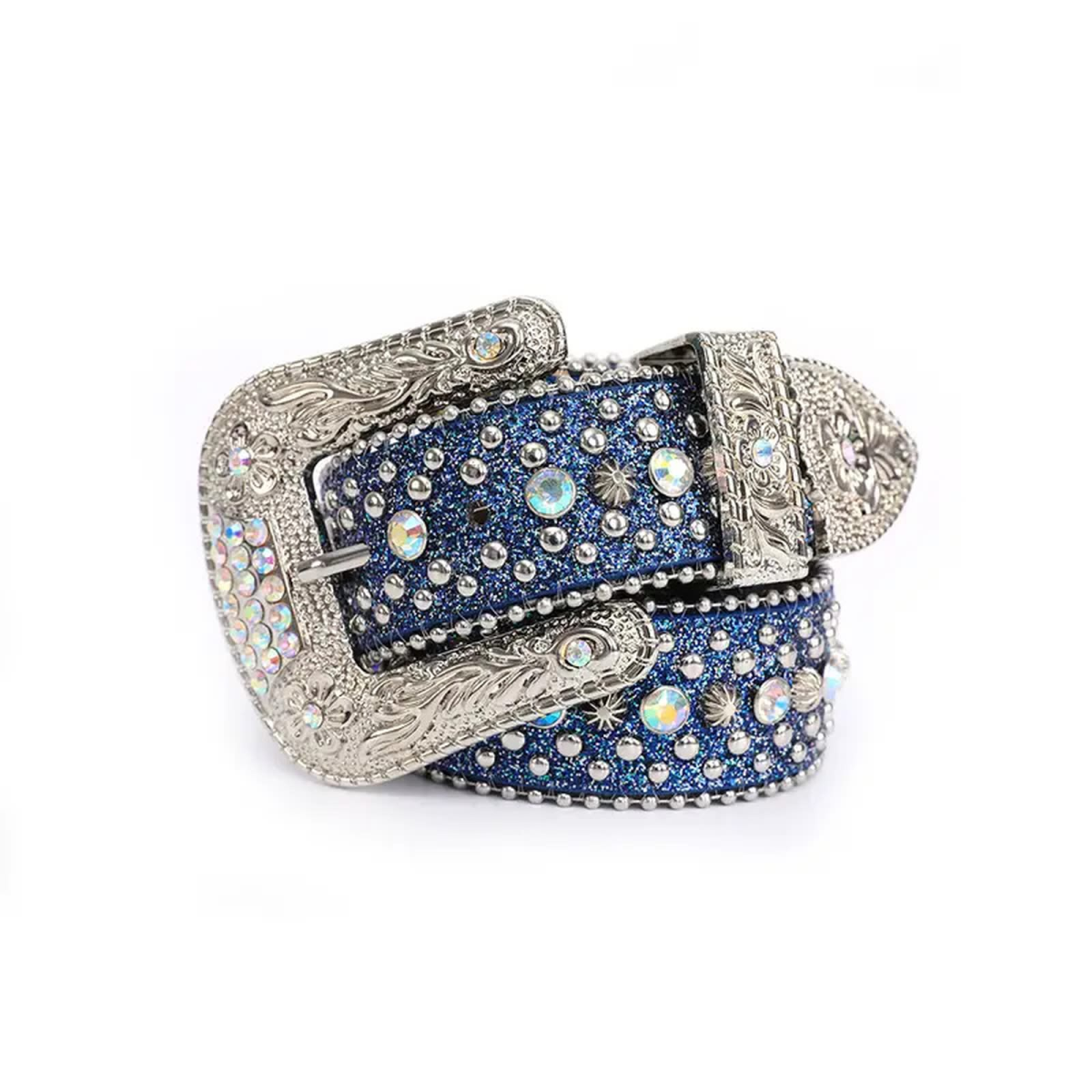 ROCK-HUS Gürtel Strass Blau M