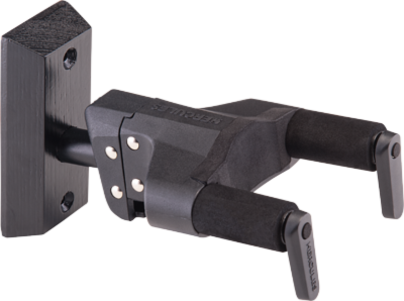 HERCULES Gitarrenwandhalter, AGS Plus, kurz, Holzsockel, schwarz