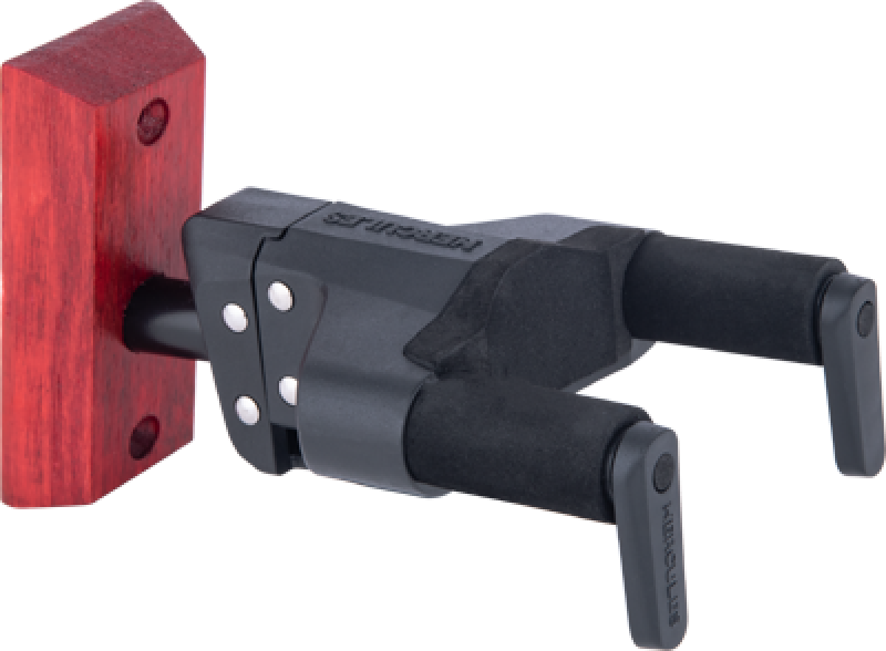 HERCULES Gitarrenwandhalter, AGS Plus, kurz, Holzsockel, burgund