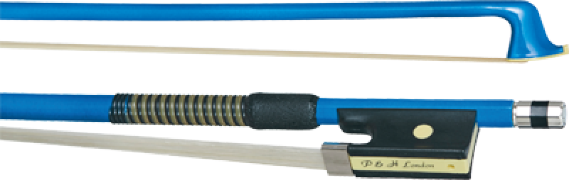 P&H Violinbogen 3/4, Fiberglas, blau, echter Rosshaarbezug