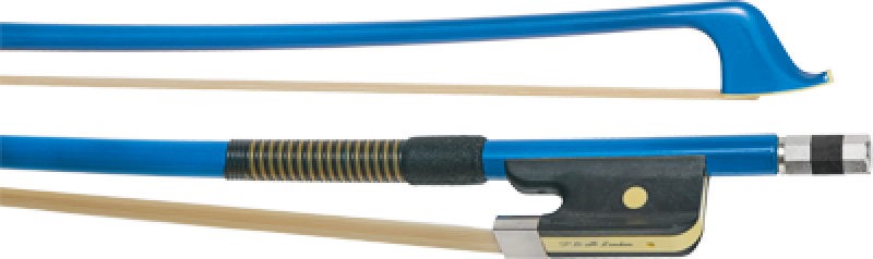 P&H Kontrabassbogen 4/4-3/4, Fiberglas, blau, echter Rosshaarbezug