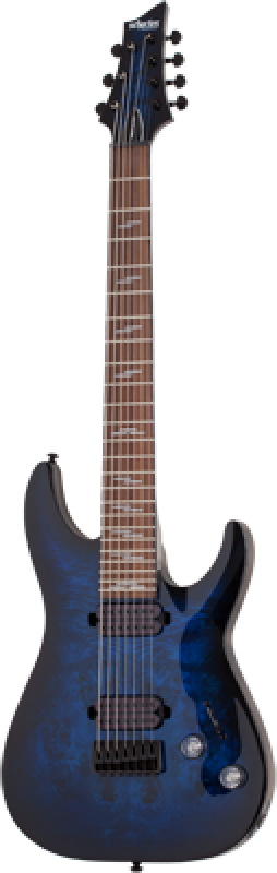 SCHECTER E-Gitarre, Omen Elite 7, See Thru Blue Burst