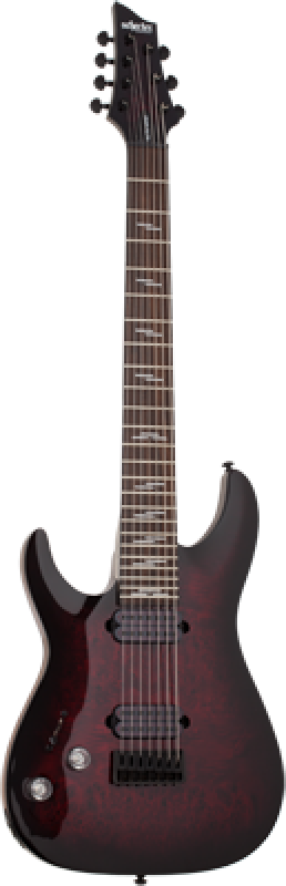 SCHECTER E-Gitarre, Omen Elite 7, Black Cherry Burst, Linkshänder