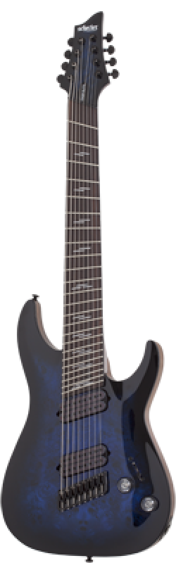 SCHECTER E-Gitarre, Omen Elite 8, MultiScale, See Thru Blue Burst