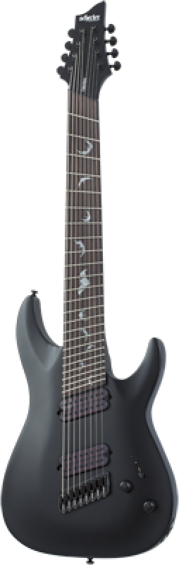 SCHECTER E-Gitarre, Damien 8, MultiScale, Satin Black