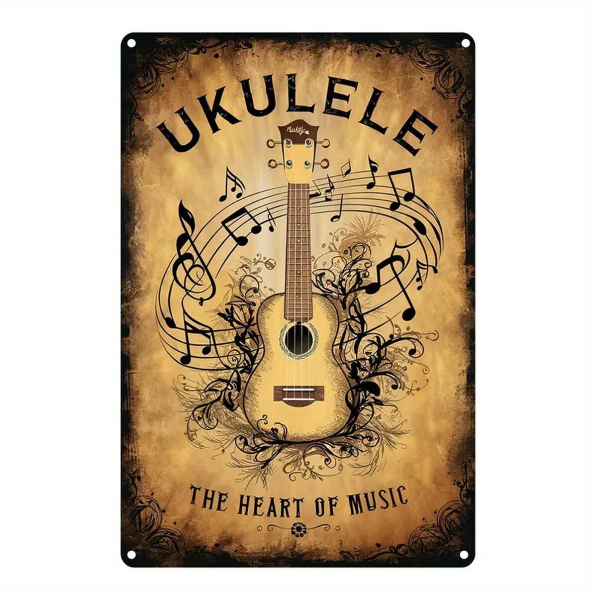 ROCK-HUS Metallschild "Ukulele - The Heart of Music"