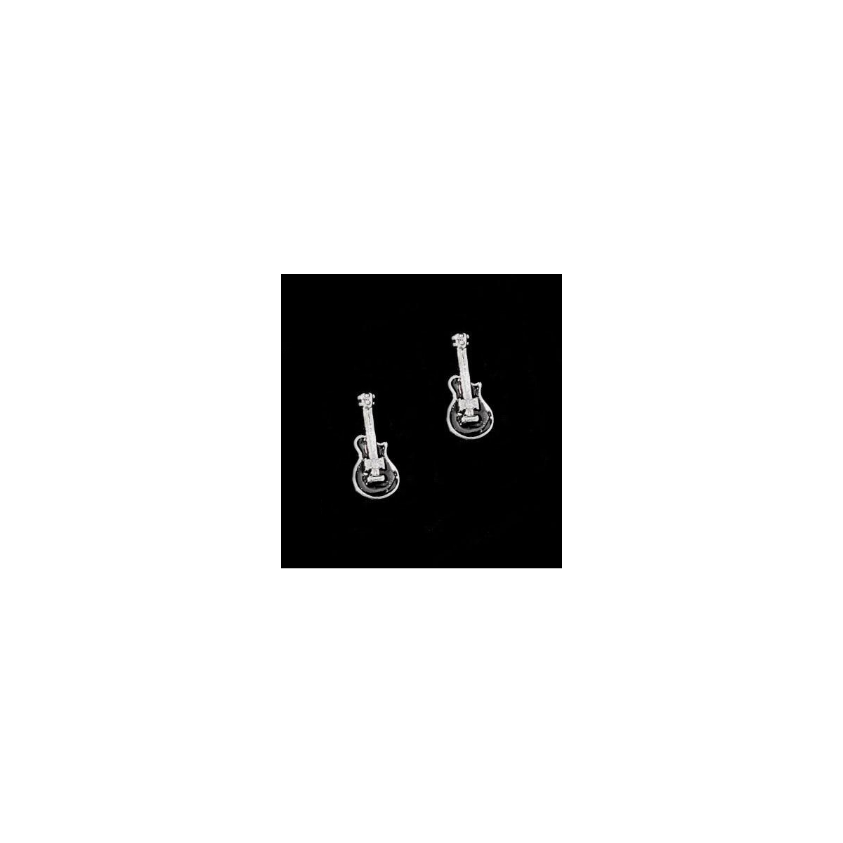 ROCK-HUS Ohrstecker 925er Sterling Silber Gitarre schwarz