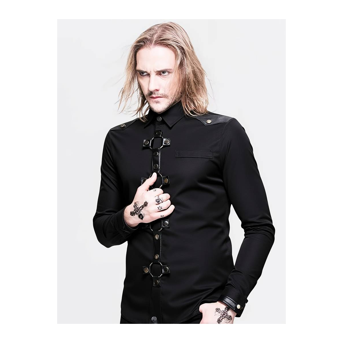 ROCK-HUS Hemd Gothic Metallringe L