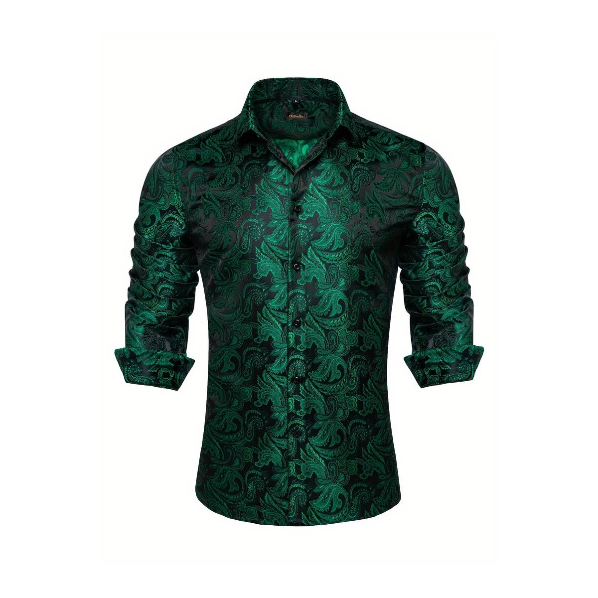 ROCK-HUS Hemd Brokat Style Schwarz-Grün dunkel M