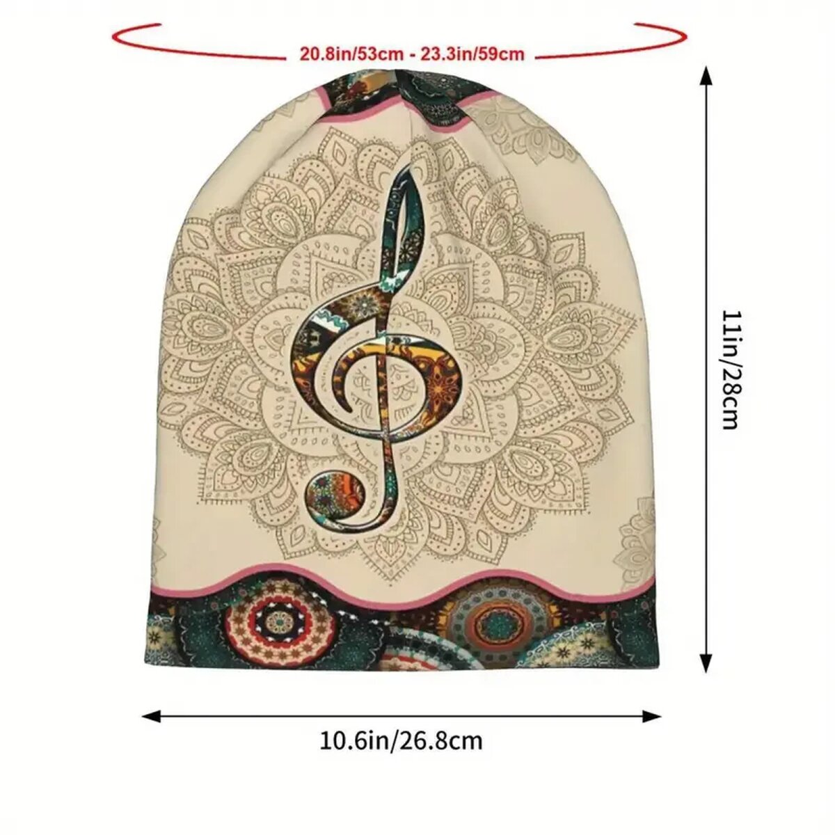 ROCK-HUS Beanie Notenschlüssel Mandala Bunt