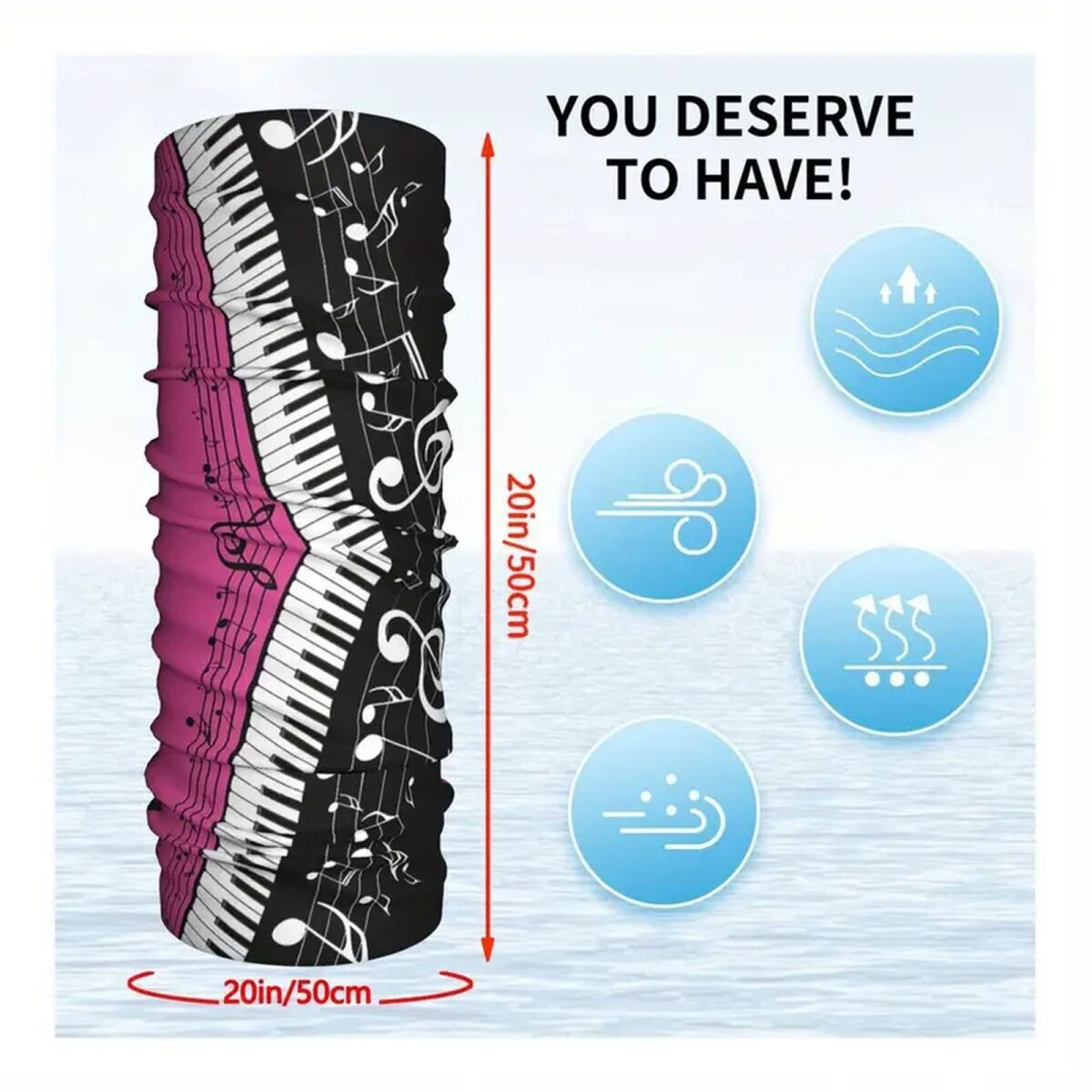 ROCK-HUS Schlauchschal Klaviatur Noten Magenta/Schwarz