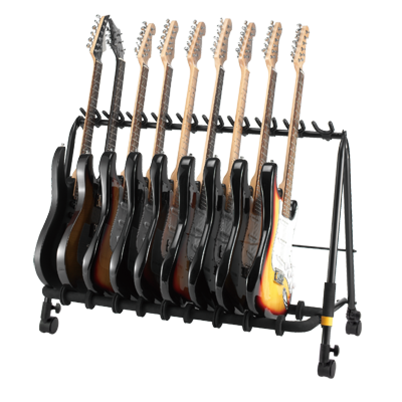 HERCULES Gitarrenrack, klappbar, für 5 Instrumente, inkl. Rollen