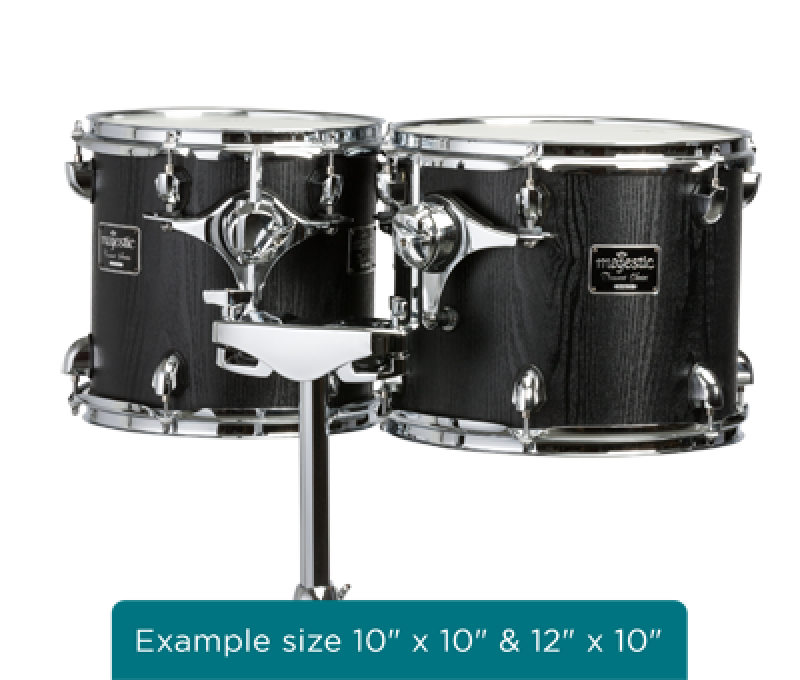 MAJESTIC Konzert Tom, Concert Black Series, 10"x10", Doppelfell, schwa