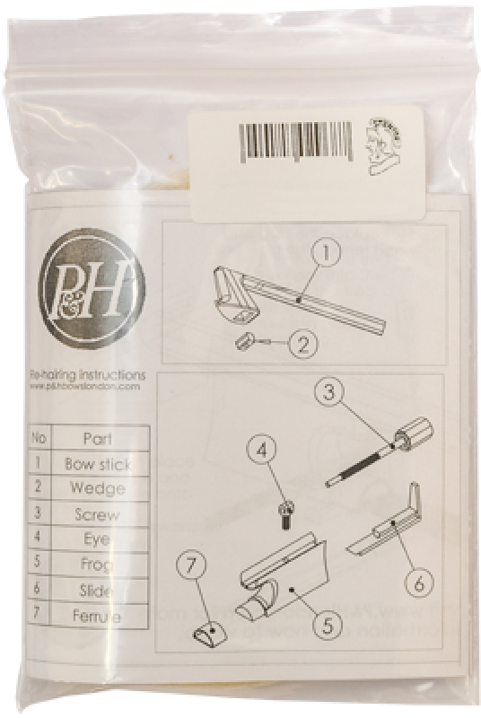 P&H Bogenhaar-Strähnen, für Fiberglas Violinbogen 4/4, echtes Rosshaar
