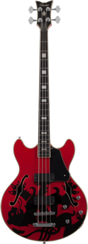 SCHECTER Bassgitarre, Signature Simon Gallup Corsair Bass, Red/Black