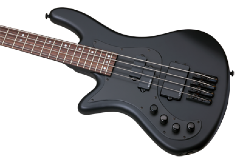 Preview: SCHECTER Bassgitarre, Stiletto Stealth-4, Satin Black, Linkshänder