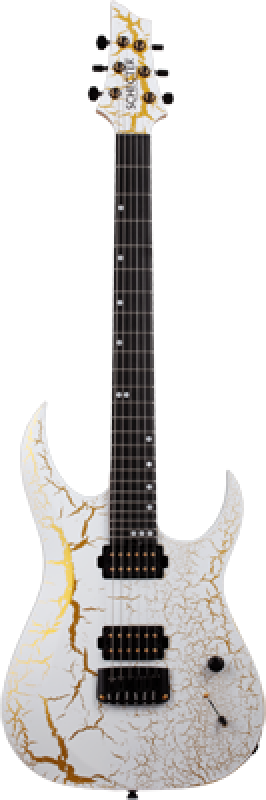 SCHECTER E-Gitarre, USA Sunset Extreme, White and Gold Satin Crackle