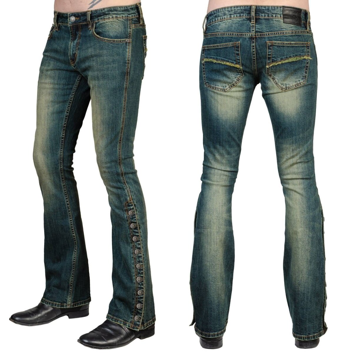 WORNSTAR Herren Essentials Collection Hellraiser Side Button Jeans - Vintage Blue 34