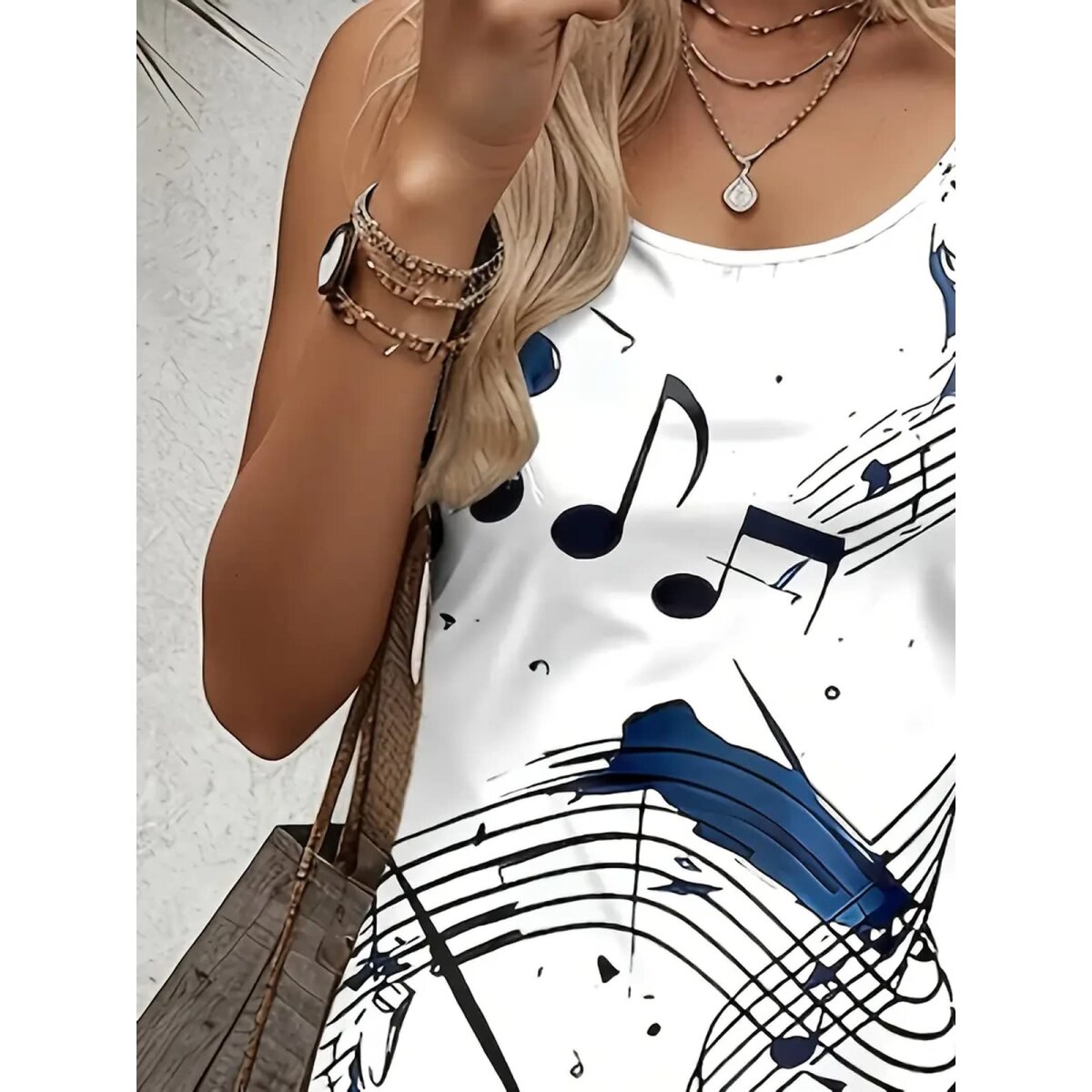 ROCK-HUS Kleid Weiss-Blau Notenschlüssel und Noten