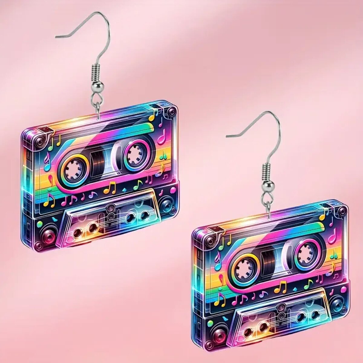 ROCK-HUS Ohrringe Acryl Kassette Bunt