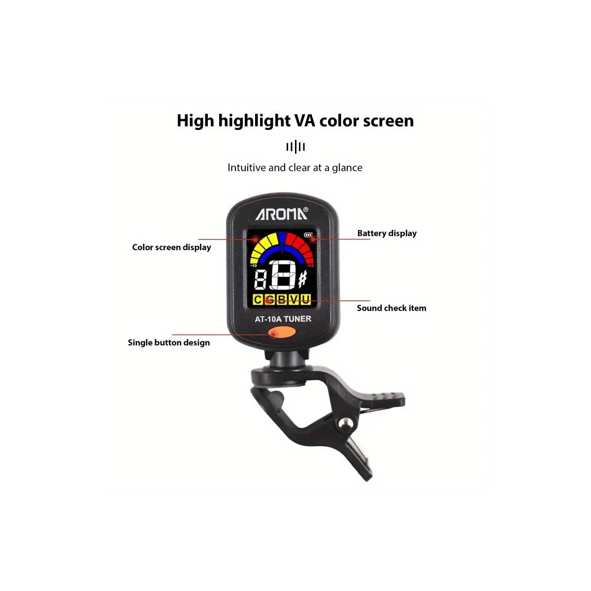 ROCK-HUS Cliptuner Aroma AT-10A wiederaufladbar USB-C