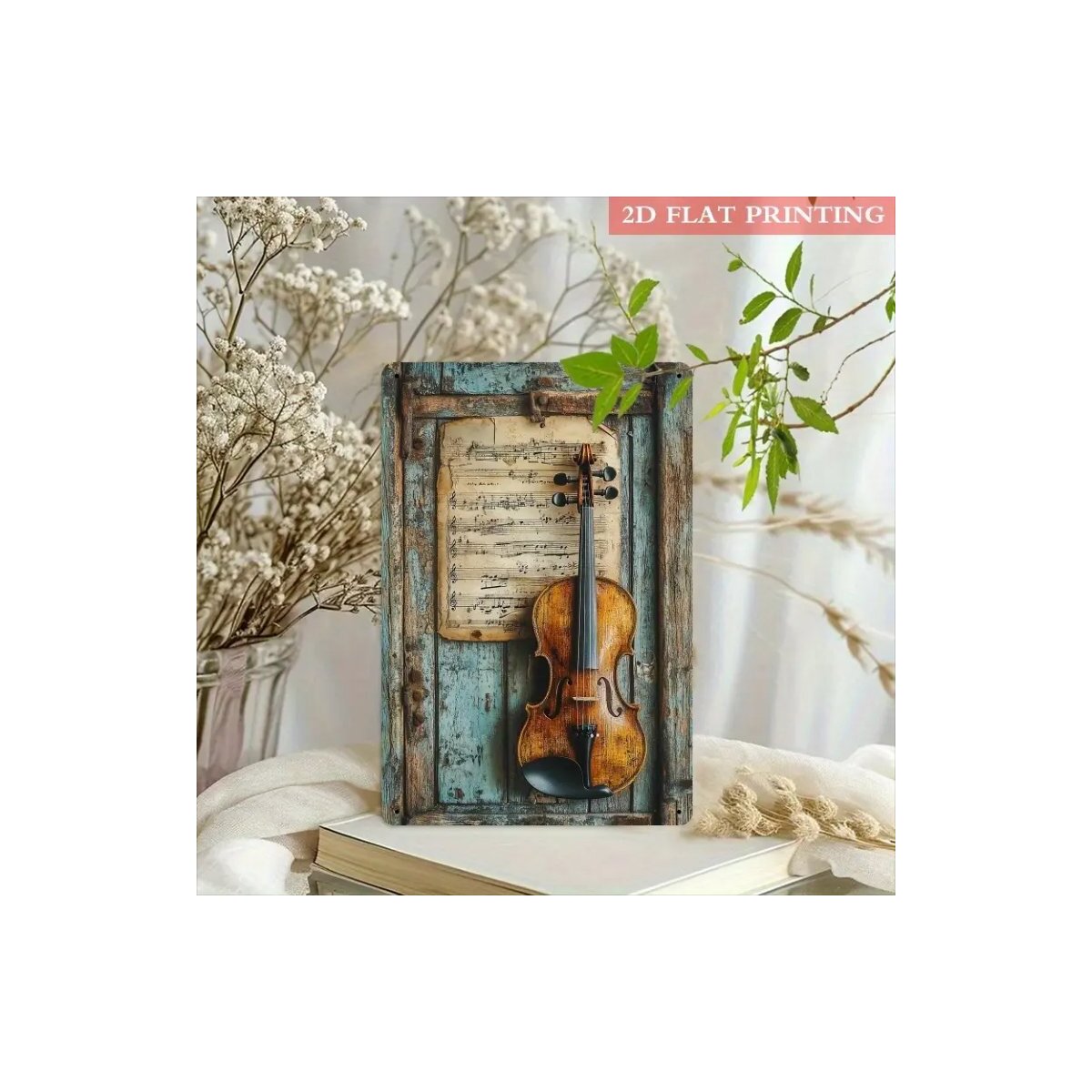 ROCK-HUS Metallschild Geige mit Noten