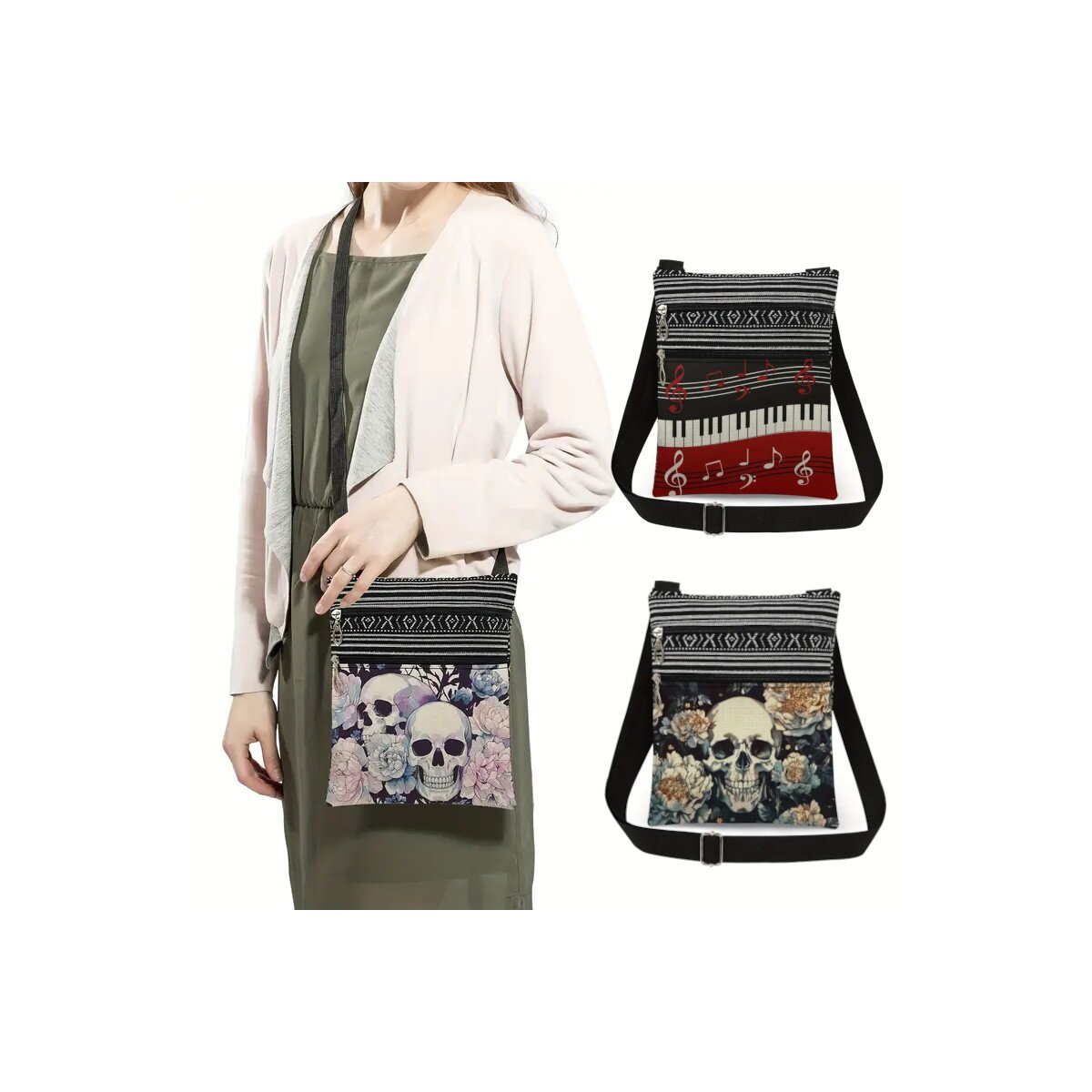 ROCK-HUS Schultertasche Leinenart versch. Motive