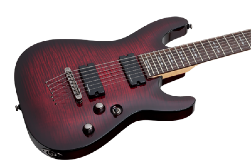 SCHECTER E-Gitarre, Demon 7, Crimson Red Burst