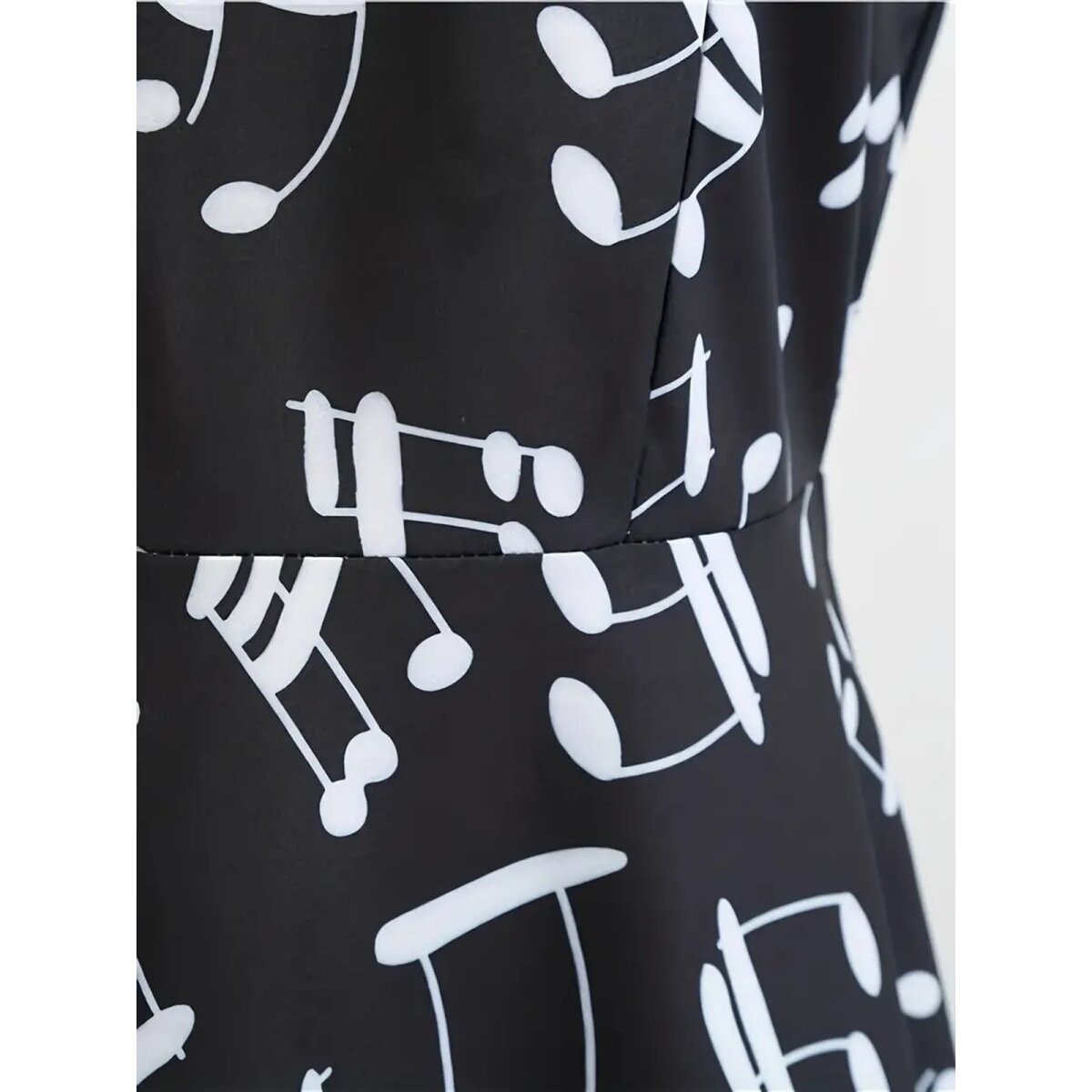 ROCK-HUS Damen Kleid Schwarz mit weissen Noten ohne Linien