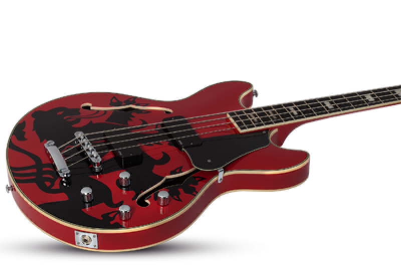 SCHECTER Bassgitarre, Signature Simon Gallup Corsair Bass, Red/Black