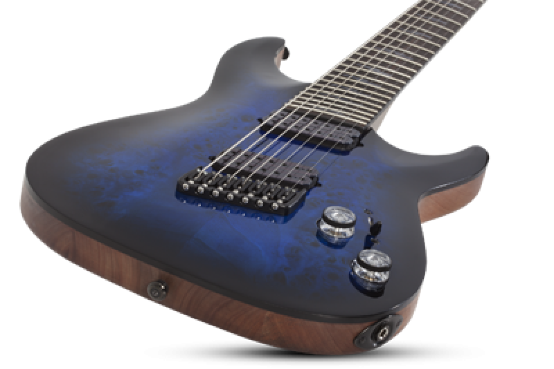 SCHECTER E-Gitarre, Omen Elite 7, MultiScale, See Thru Blue Burst