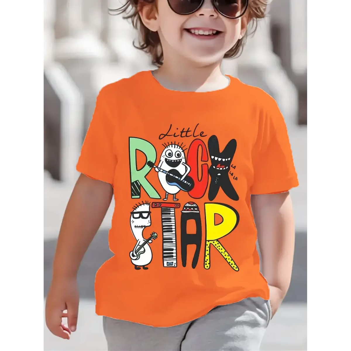 ROCK-HUS T-Shirt "Little Rock Star" Bunt Orange 80-92