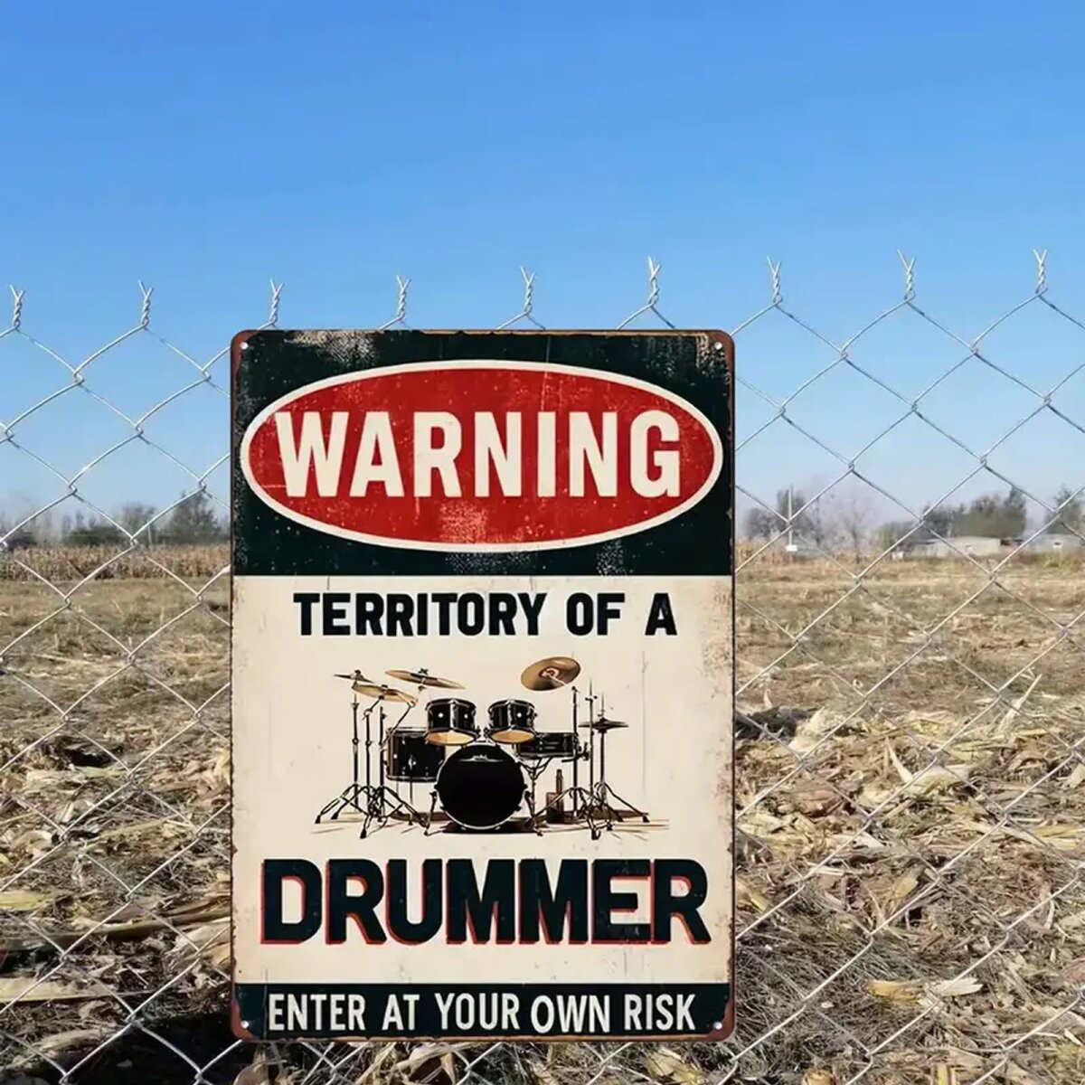 ROCK-HUS Metallschild "Warning - Territory of a Drummer - "