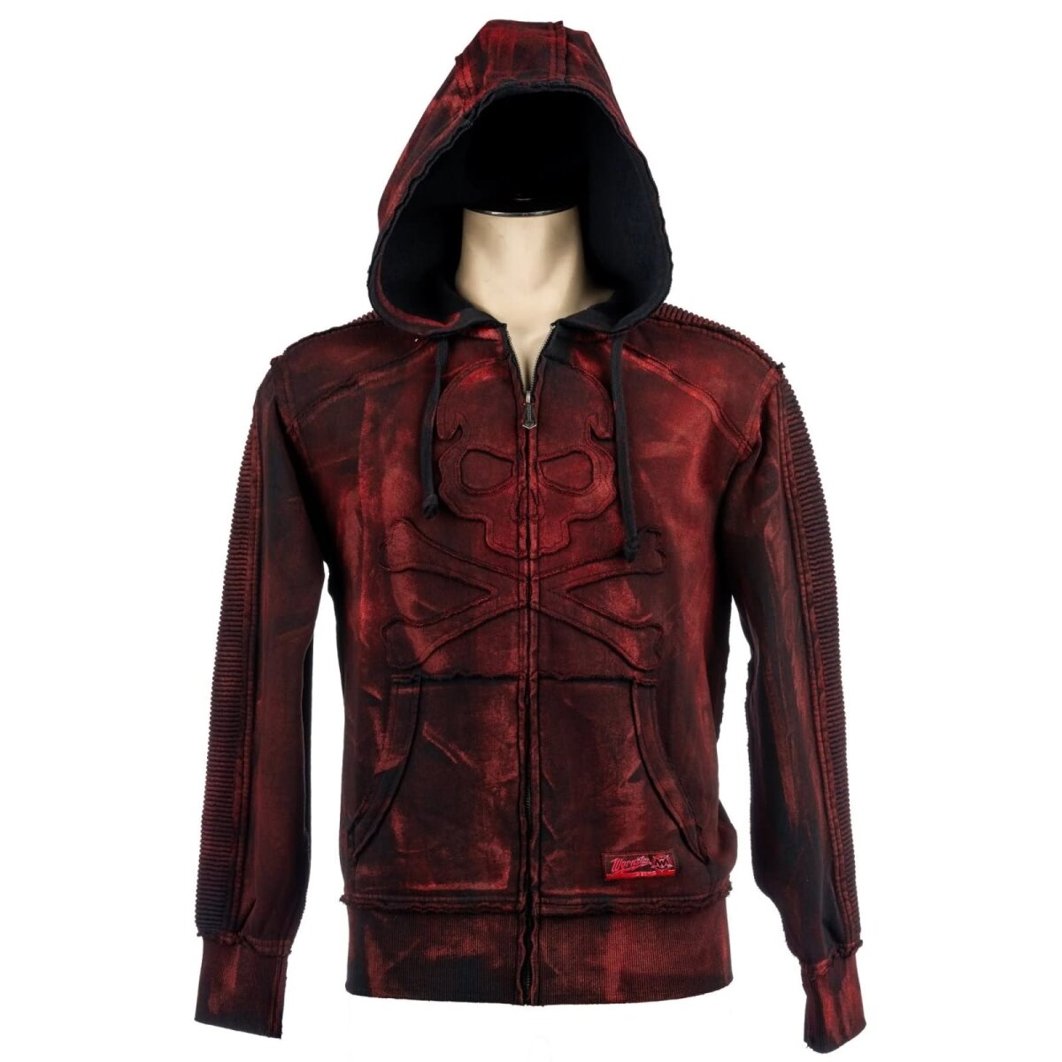 WORNSTAR Custom Shop Zip Hoodie Jacke Black Skull Smoke Alloy Wash Cherry Bomb Alloy Wash Rot XXL