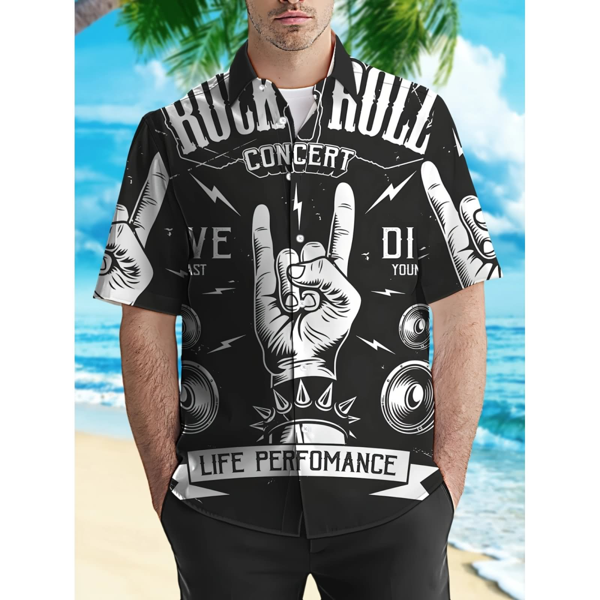 ROCK-HUS Hawai Hemd Rock Concert Life Performance S