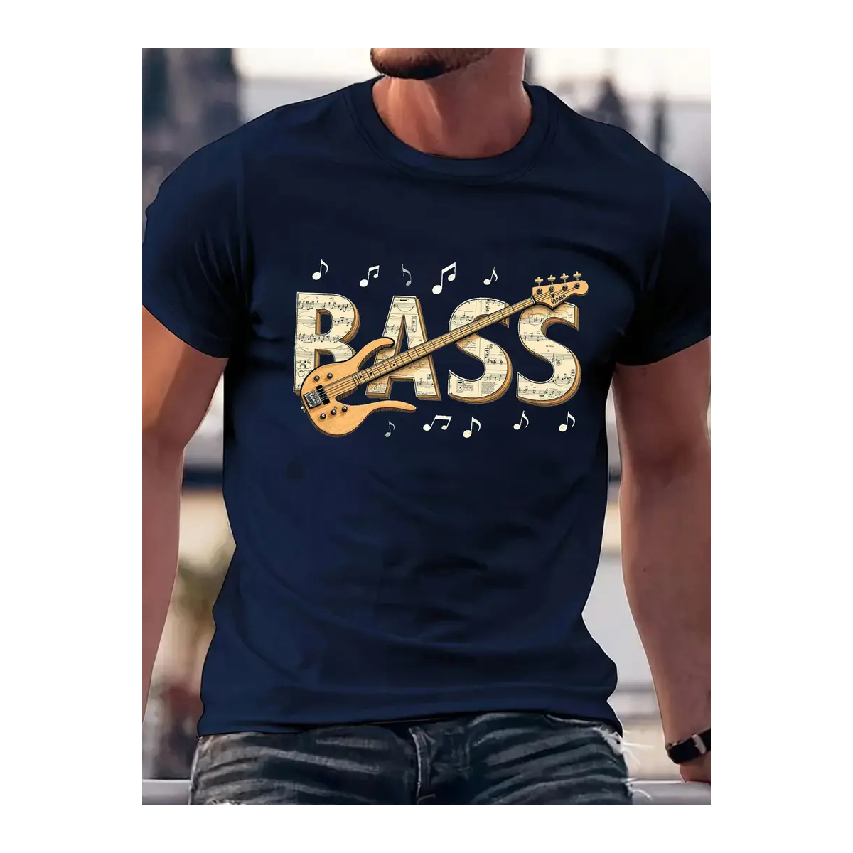 ROCK-HUS T-Shirt BASS in verschiedenen Farben L Marine Blau