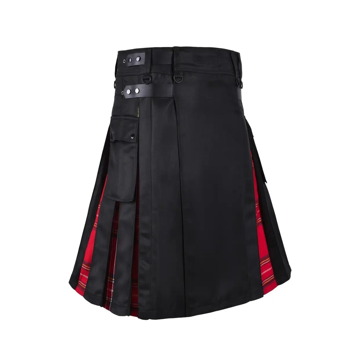 ROCK-HUS Kilt Schwarz mit rotem Tartan 3XL