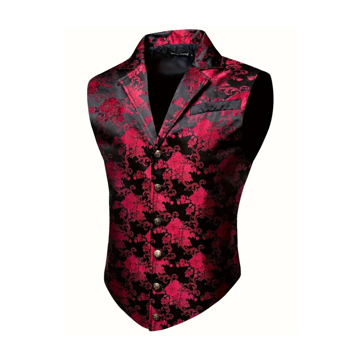 ROCK-HUS Weste victorianischer Jacqard Stil Gothic Steampunk 3XL Rot-Schwarz